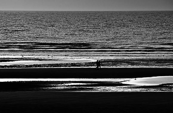 SUNSET ON BLACKPOOL BEACH MONO MSP0003802