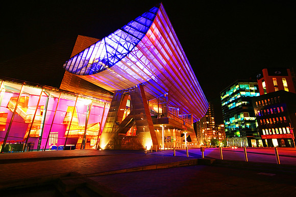 SALFORD QUAYS THE LOWRY AT NIGHT MSP0000579