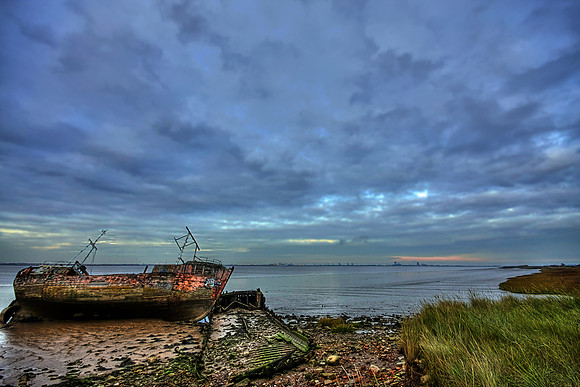 GOXHILL SHIPWRECK SUNSET HDR VERSION 2 MSP0001963